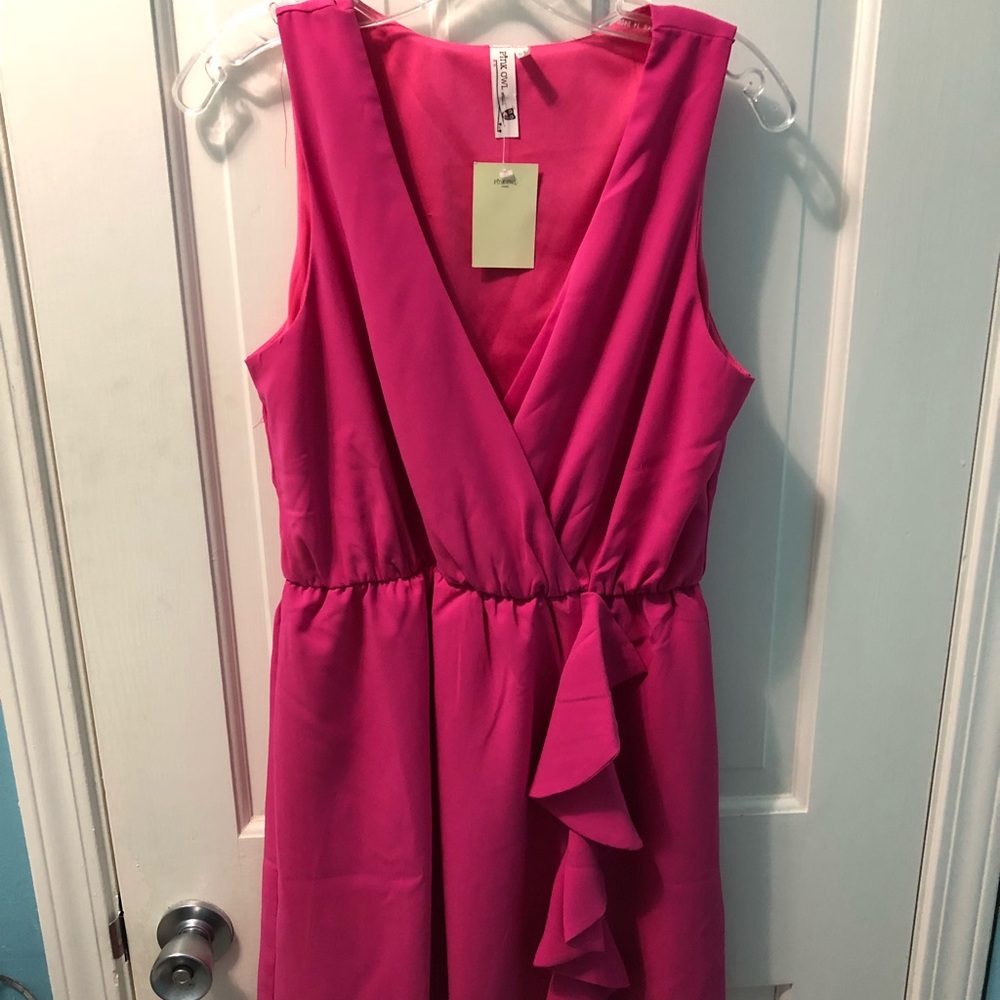 Pink wrap summer dress